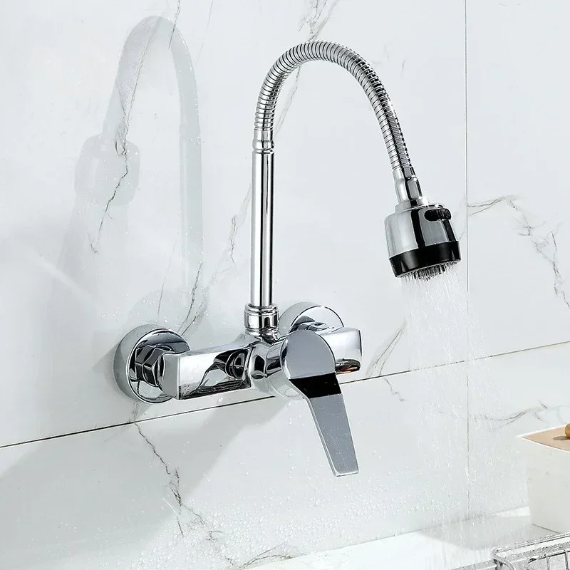 Basin Sink Faucet Wall Mounted Kitchen Faucet Water Mixer Valve 360° Rotation Spray Faucet Double Hole Bathroom Faucets
Basin Sink Faucet Wall Mounted Kitchen Faucet Water Mixer Valve 360° Rotation Spray Faucet Double Hole Bathroom Faucets