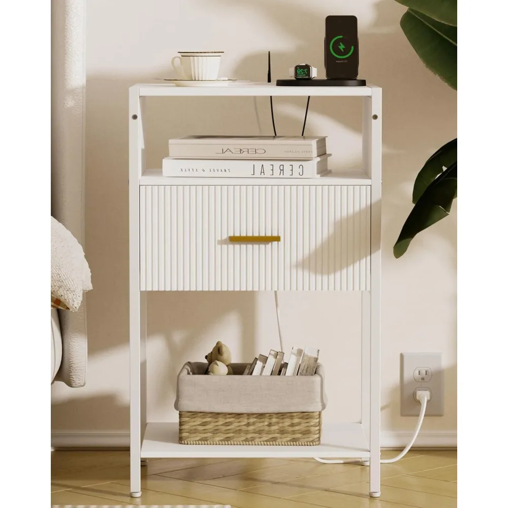 White Side Table, Modern Nightstand with Drawer, Fluted Bedside Table with 3 Storage Shelves for Living Room, Bedroom (White-Out
White Side Table, Modern Nightstand with Drawer, Fluted Bedside Table with 3 Storage Shelves for Living Room, Bedroom (White-Out