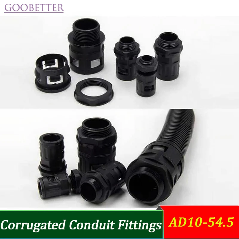 Corrugated Conduit Fittings AD10-54.5 | PE Plastic Bellows Plug & Cable Gland Joint IP67 Black for Hose/Wire Protection
Corrugated Conduit Fittings AD10-54.5 | PE Plastic Bellows Plug & Cable Gland Joint IP67 Black for Hose/Wire Protection