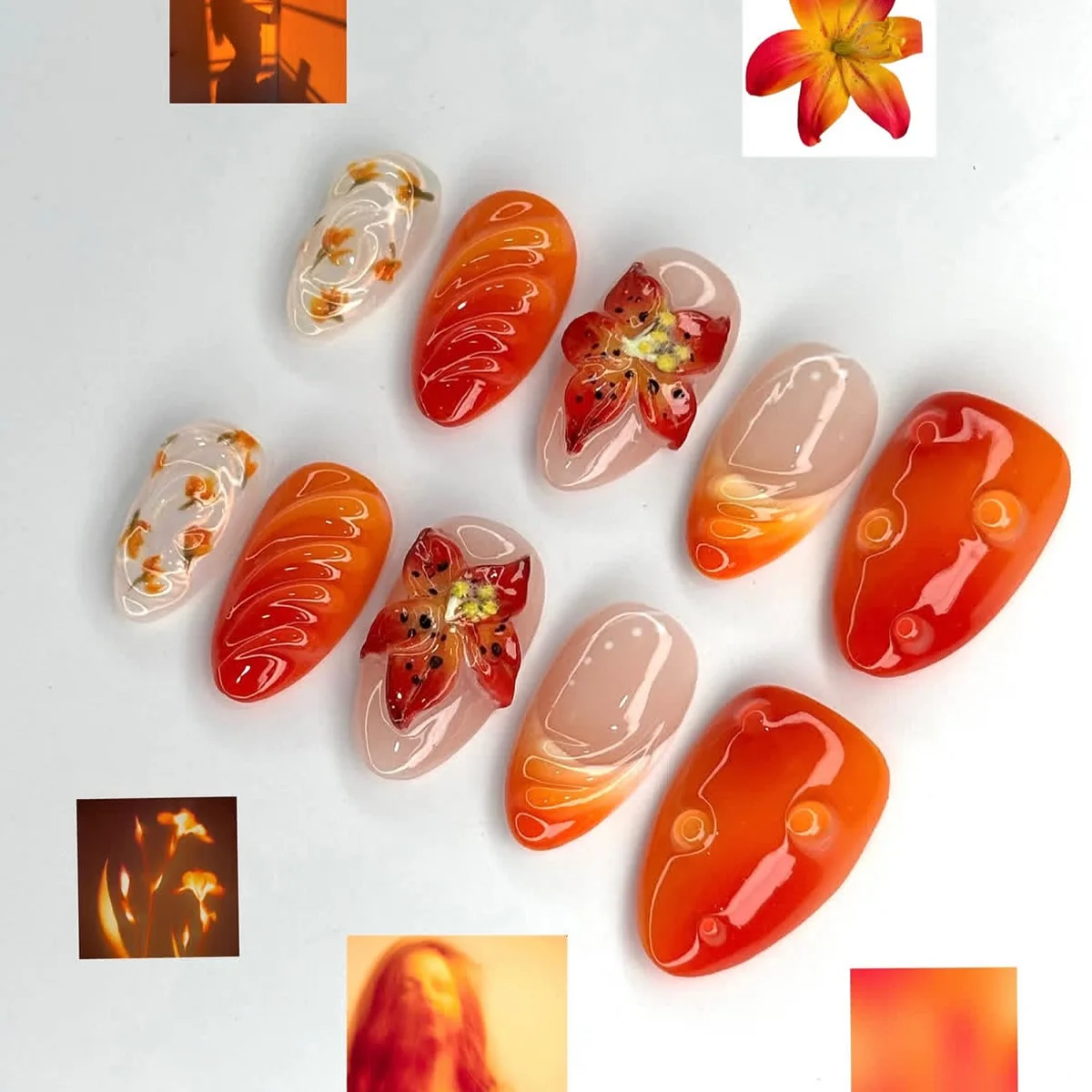 24pcs Gradient Orange Full Cover Nail Tips Short Almond False Nails Art Flower Design Fake Nail Wearable French Press on Nails
24pcs Gradient Orange Full Cover Nail Tips Short Almond False Nails Art Flower Design Fake Nail Wearable French Press on Nails
