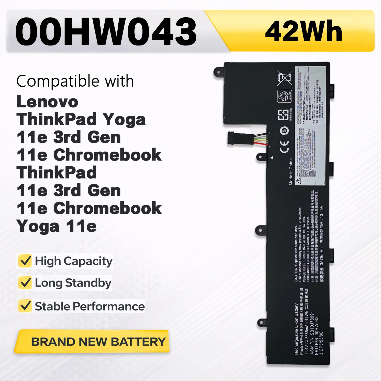Аккумулятор PowerHub 00HW043 для ноутбуков, совместимый с Lenovo SB10J78992, 00HW044, SB10J78991, 00HW042, SB10J78990, Yoga 11E 3-го поколения
Аккумулятор PowerHub 00HW043 для ноутбуков, совместимый с Lenovo SB10J78992, 00HW044, SB10J78991, 00HW042, SB10J78990, Yoga 11E 3-го поколения