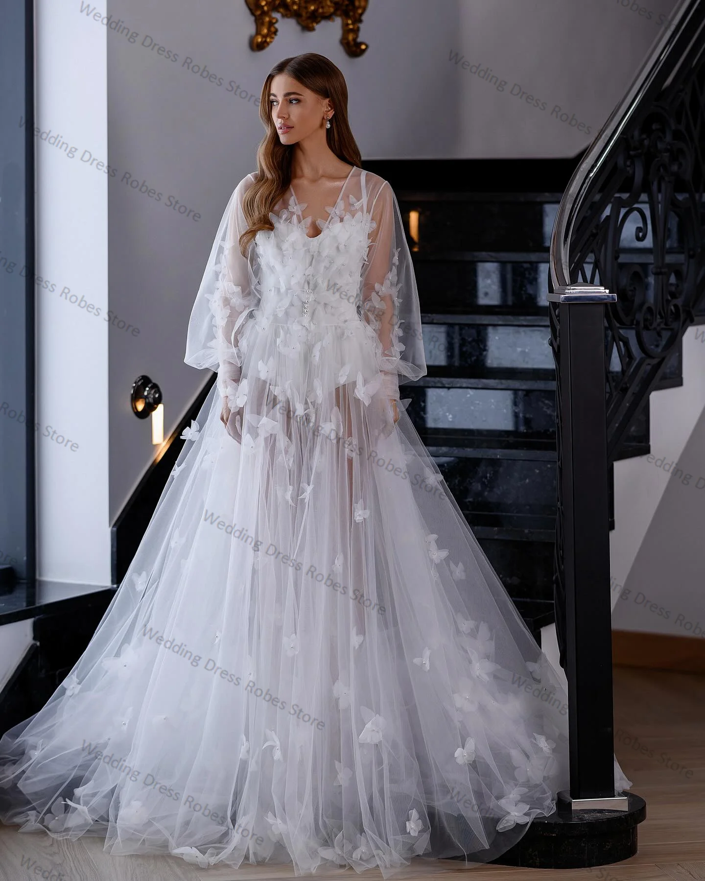 White Women Prom Dress Butterfly V Neck Full Sleeves A Line Evening Gowns Sexy Tulle Wedding Birthday Robes Custom Made Skirt
White Women Prom Dress Butterfly V Neck Full Sleeves A Line Evening Gowns Sexy Tulle Wedding Birthday Robes Custom Made Skirt