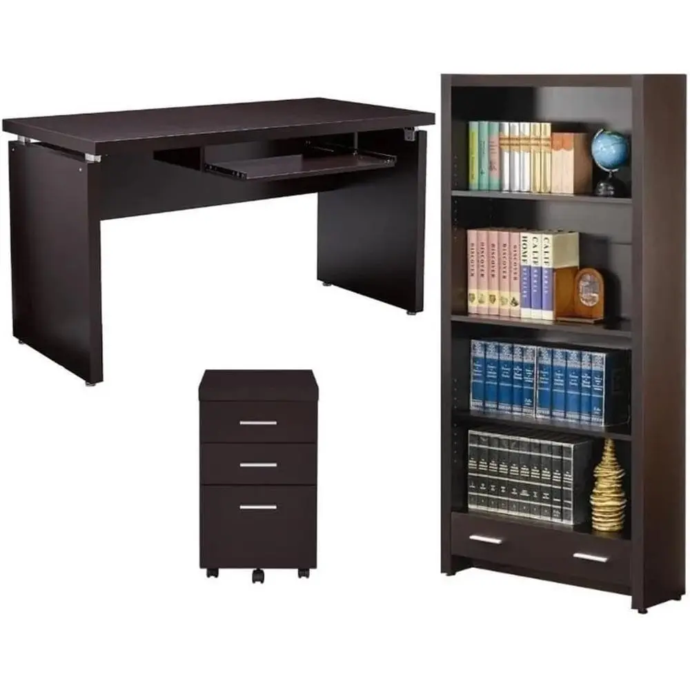 3 Piece Set with Desk Mobile ile Cabinet and Bookcase in puccino
3 Piece Set with Desk Mobile ile Cabinet and Bookcase in puccino