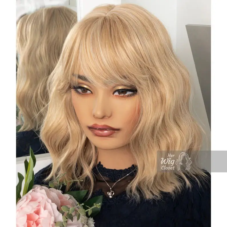 New In Shoulder Women's Wig Highlight Light Blonde Synthetic Lace Front Wig With Bangs Deep Wave Free Parting Middle Part Wig
New In Shoulder Women's Wig Highlight Light Blonde Synthetic Lace Front Wig With Bangs Deep Wave Free Parting Middle Part Wig