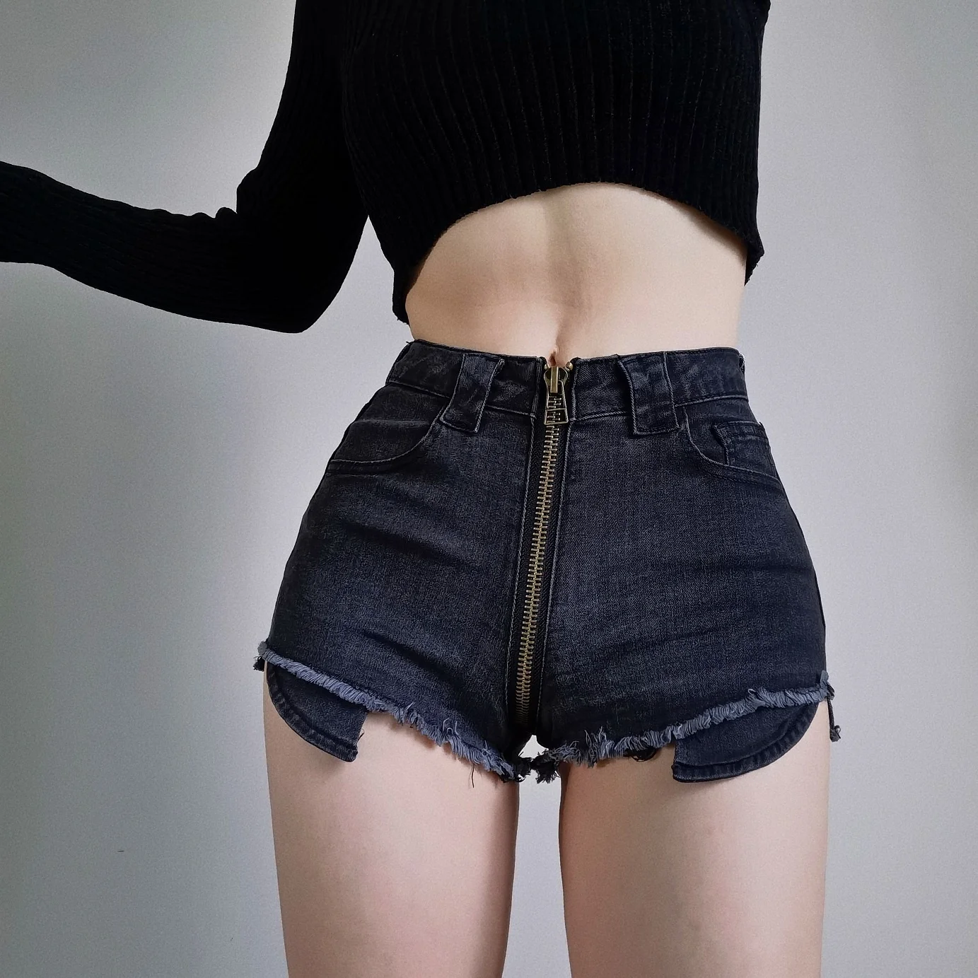 High Waist Zipper Denim Shorts Spicy Girls' Peach Stretch Summer Versatile Women's Super Short Hot Pants Denim V163
High Waist Zipper Denim Shorts Spicy Girls' Peach Stretch Summer Versatile Women's Super Short Hot Pants Denim V163
