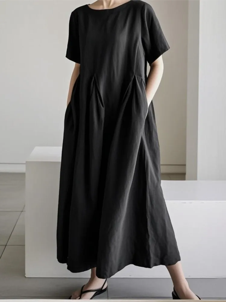 Casual Solid Loose Dress For Women Fashion Short Sleeve O Neck Dresses Robe Femme Holiday Office Womens Clothing Summer New 2025
Casual Solid Loose Dress For Women Fashion Short Sleeve O Neck Dresses Robe Femme Holiday Office Womens Clothing Summer New 2025