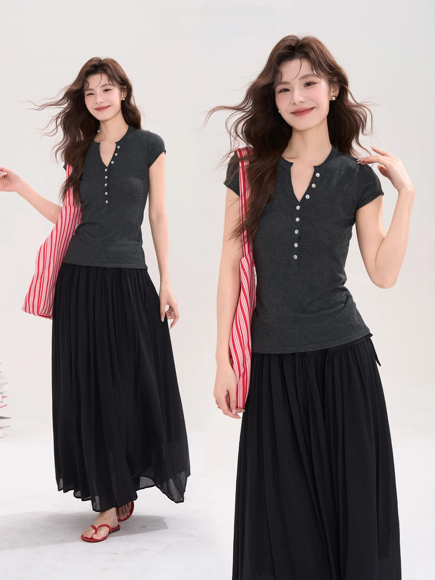 Heme 6 Wool Blend Short Sleeve Knitwear Women's Slim Fit Summer Top Half Buttoned Versatile Casual Style Polyester Nylon Acrylic
Heme 6 Wool Blend Short Sleeve Knitwear Women's Slim Fit Summer Top Half Buttoned Versatile Casual Style Polyester Nylon Acrylic