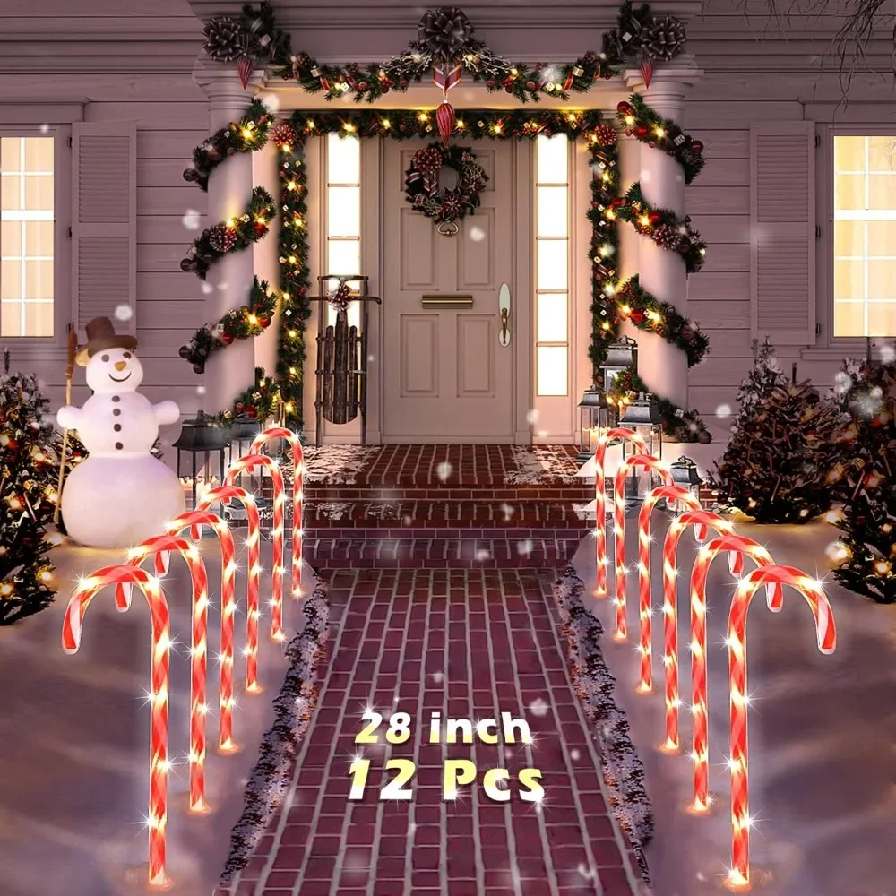 28" Christmas Candy Cane Pathway Markers, Set of 12 Pack Christmas Outdoor Decorations Pathway Lights with 72 Warm Lights
28" Christmas Candy Cane Pathway Markers, Set of 12 Pack Christmas Outdoor Decorations Pathway Lights with 72 Warm Lights