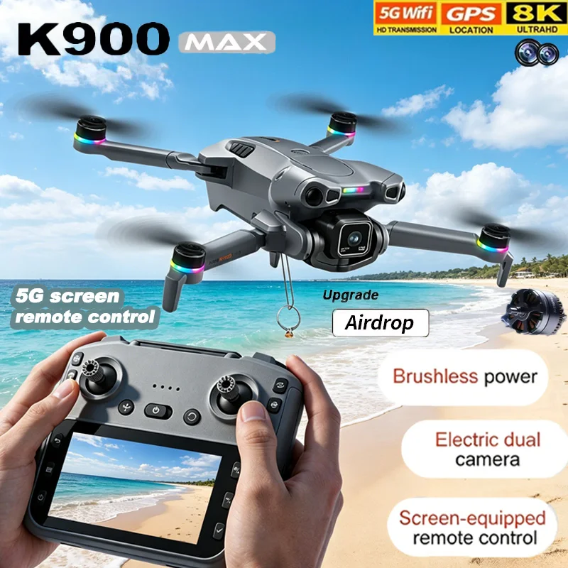K900 Max Drone 5G WiFi FPV Wide Angle Altitude Hold Foldable Quadcopter RC Gifts Optical Flow Large Screen Remote Control Drones
K900 Max Drone 5G WiFi FPV Wide Angle Altitude Hold Foldable Quadcopter RC Gifts Optical Flow Large Screen Remote Control Drones