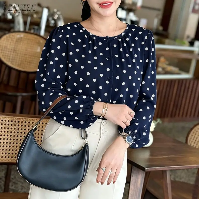 ZANZEA Women Polka Dot Fashionable Blouses O-Neck Lantern Sleeves Button Up Shirt 2026 Spring Fall Daily Casual Camisas de Mujer
ZANZEA Women Polka Dot Fashionable Blouses O-Neck Lantern Sleeves Button Up Shirt 2026 Spring Fall Daily Casual Camisas de Mujer