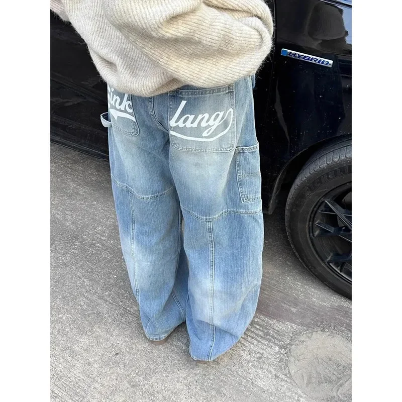 Women Vintage Letter Print High Street Jeans Streetwear Wide Leg Jean Female Denim Trousers Streetwear Straight Baggy Pants
Women Vintage Letter Print High Street Jeans Streetwear Wide Leg Jean Female Denim Trousers Streetwear Straight Baggy Pants