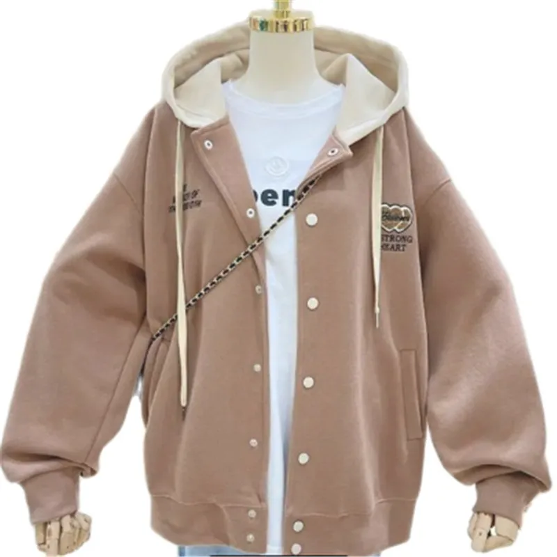 Spring Autumn Hoodie 2023 New Loose Fashion Coat Hooded Outerwear Pure Colour Long Sleeve Coats Covered Button Tops Female
Spring Autumn Hoodie 2023 New Loose Fashion Coat Hooded Outerwear Pure Colour Long Sleeve Coats Covered Button Tops Female