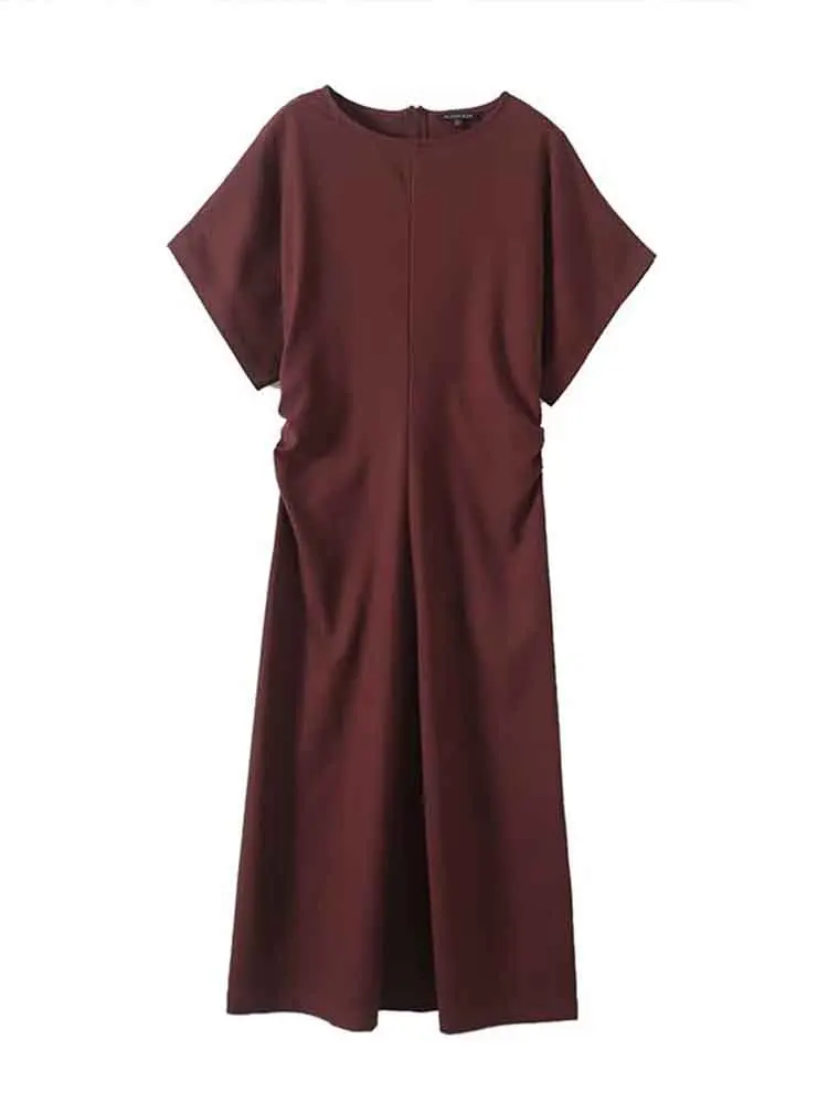 European style new women's wear pleated waist round neck comfortable body modification short sleeve dress
European style new women's wear pleated waist round neck comfortable body modification short sleeve dress