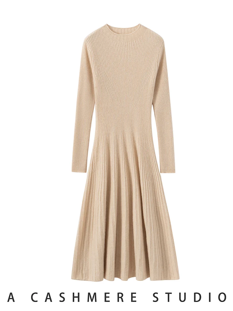 ADDONEE Women's 100% Cashmere Knitted Dresses Mock Neck Pleated Dress Office Lady Cashmere Knitwear Autumn Winter Soft Warm
ADDONEE Women's 100% Cashmere Knitted Dresses Mock Neck Pleated Dress Office Lady Cashmere Knitwear Autumn Winter Soft Warm