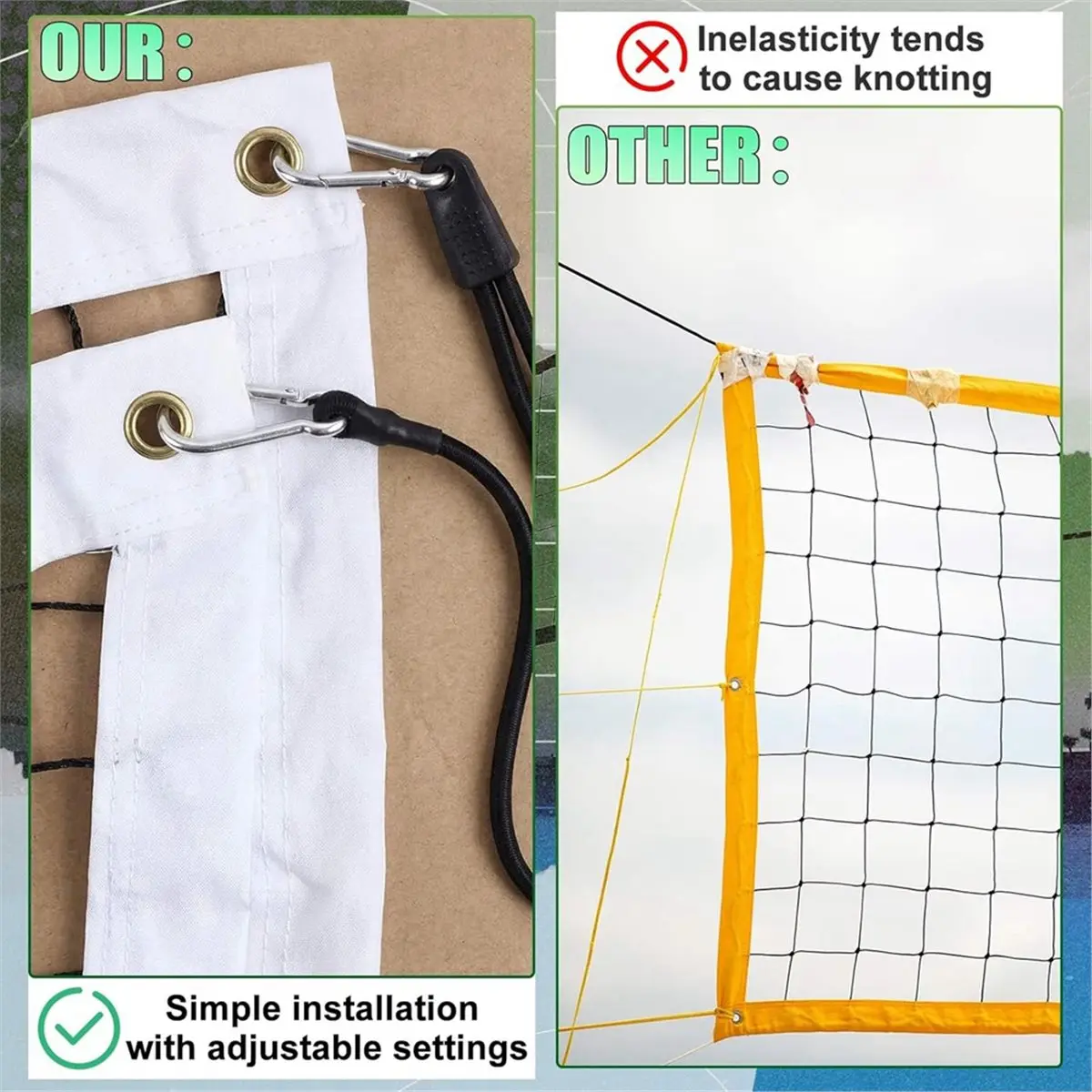 618 Mega Sale Volleyball Net Tension Straps Adjustable Bungee Cords Snap Hook Tie Down Straps for Outdoor Backyard Beach Sport
618 Mega Sale Volleyball Net Tension Straps Adjustable Bungee Cords Snap Hook Tie Down Straps for Outdoor Backyard Beach Sport