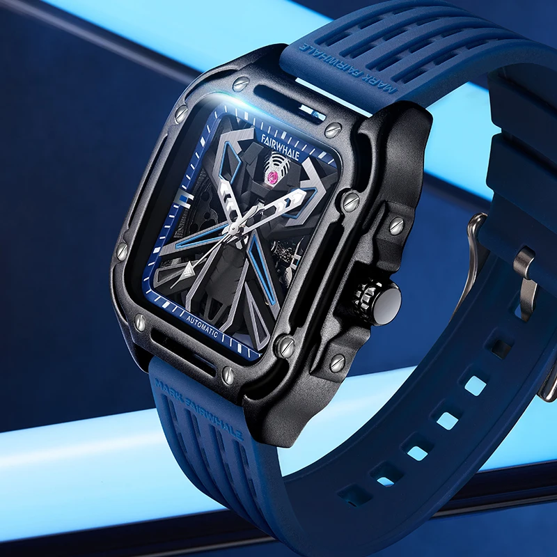 Mark Fairwhale Men Automatic Watch 44mm Square Mechanical Wristwatch Waterproof Luminous Skeleton Dial Rubber Strap
Mark Fairwhale Men Automatic Watch 44mm Square Mechanical Wristwatch Waterproof Luminous Skeleton Dial Rubber Strap