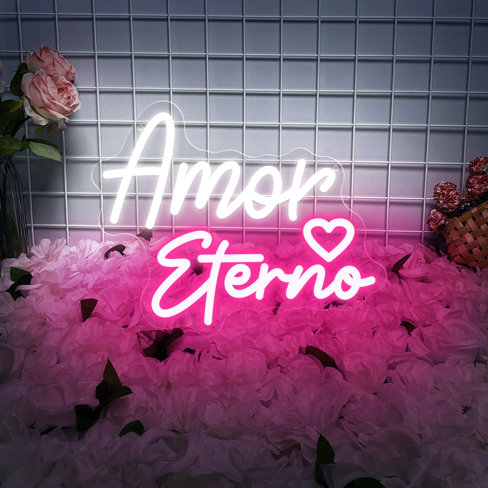 Amor Eterno Neon Led Sign Spanish Wedding Wall Home Room Art Decor Neon Lights Signs Wedding Bedroom Decoration Signboard
Amor Eterno Neon Led Sign Spanish Wedding Wall Home Room Art Decor Neon Lights Signs Wedding Bedroom Decoration Signboard