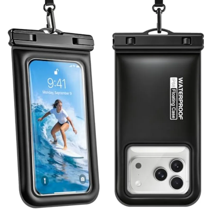 Floating Waterproof Phone Pouch 2 Pack, IP68 Waterproof Phone Case with Lanyard for Phones up to 7 Inch, for iPhone 17 16 Pro M
Floating Waterproof Phone Pouch 2 Pack, IP68 Waterproof Phone Case with Lanyard for Phones up to 7 Inch, for iPhone 17 16 Pro M