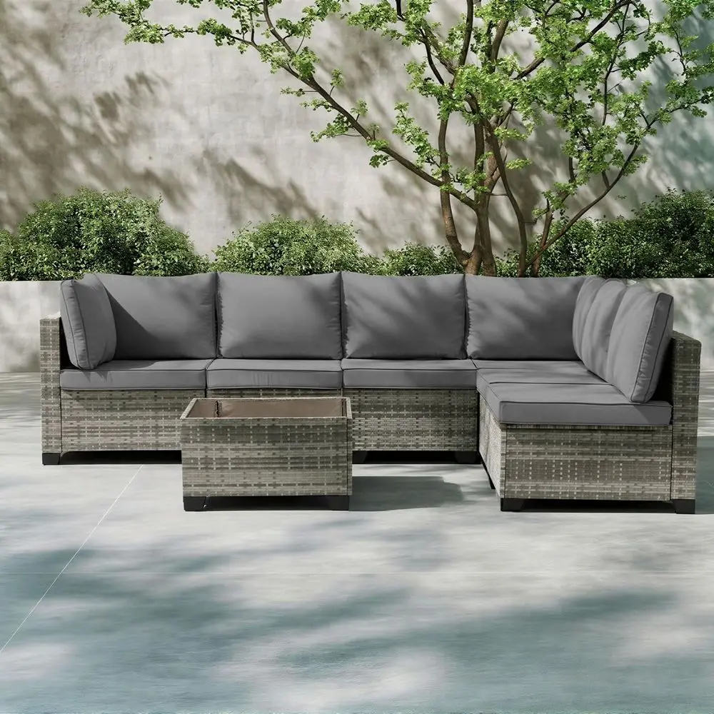 Pieces Outdoor Patio Furniture Set, Grey PE Rattan Weaving Sofa with Light Grey Cushions and Steel Frame, Coffe Table Included,
Pieces Outdoor Patio Furniture Set, Grey PE Rattan Weaving Sofa with Light Grey Cushions and Steel Frame, Coffe Table Included,