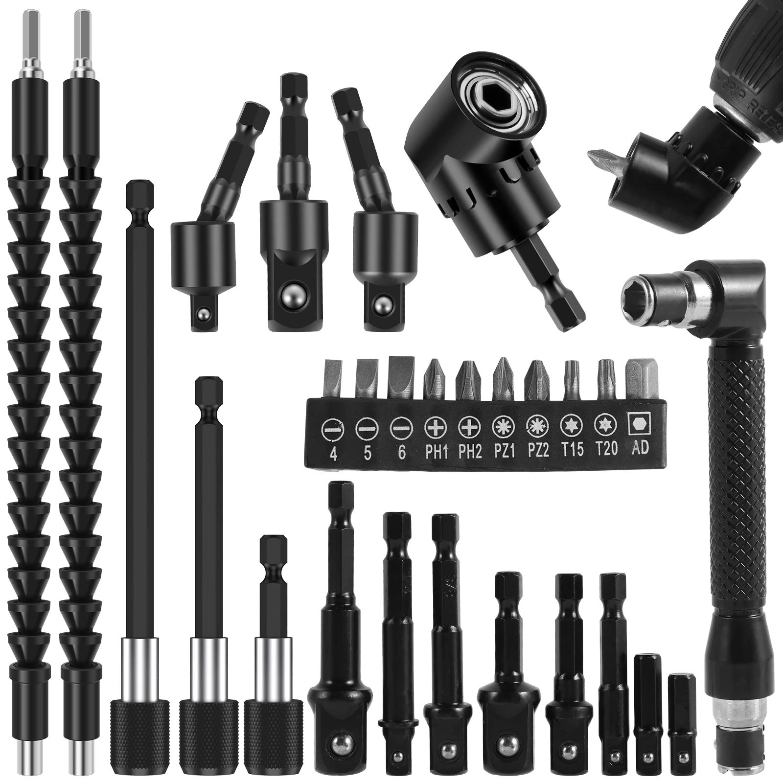 Flexible Drill Bit Extension Shaft Rotatable Electric Power Drill Sockets Adapter Sets 1/4" Hex Shank Magnetic Bit Holder
Flexible Drill Bit Extension Shaft Rotatable Electric Power Drill Sockets Adapter Sets 1/4" Hex Shank Magnetic Bit Holder