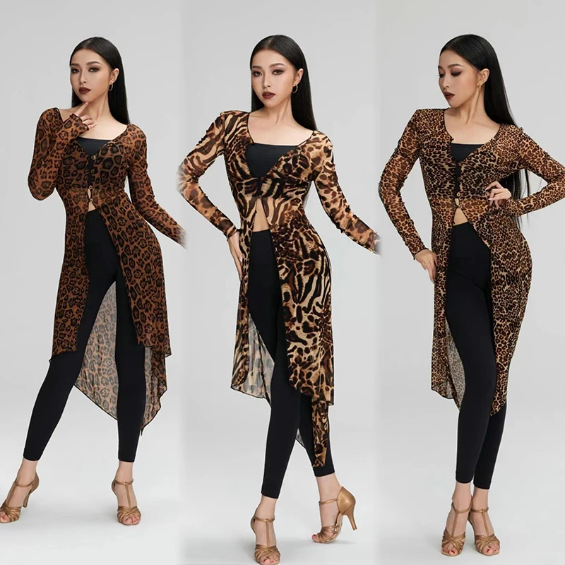 2025 Latin Dance Long Cardigan Women Sexy Mesh Coat Adult Rumba Samba Ballroom Dance Practice Clothes Leopard Dancewear DNV23211
2025 Latin Dance Long Cardigan Women Sexy Mesh Coat Adult Rumba Samba Ballroom Dance Practice Clothes Leopard Dancewear DNV23211