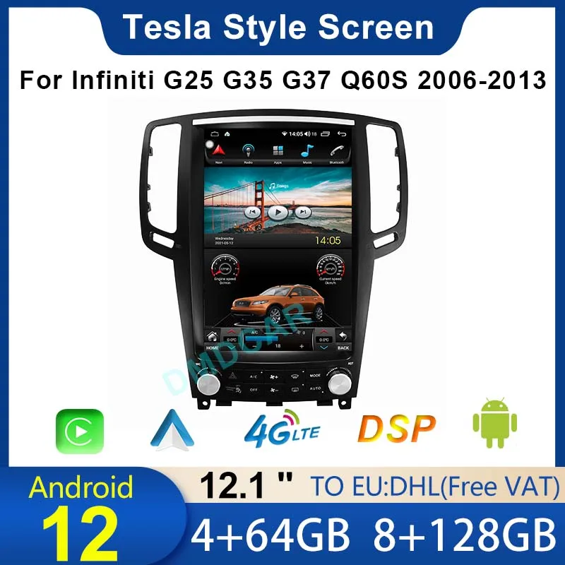 12.1" Android 12 For Infiniti G25 G35 G37 Q60S 2006-2013 Tesla Style Vertical Screen GPS Navigation Wireless Carplay Blue-tooth
12.1" Android 12 For Infiniti G25 G35 G37 Q60S 2006-2013 Tesla Style Vertical Screen GPS Navigation Wireless Carplay Blue-tooth