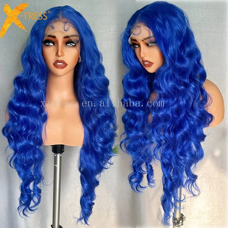 Synthetic Hair Lace Frontal Wig Loose Wave Synthetic Fiber Glueless Curly Blue Colored Free Part 6*13 Long Wholesales
Synthetic Hair Lace Frontal Wig Loose Wave Synthetic Fiber Glueless Curly Blue Colored Free Part 6*13 Long Wholesales