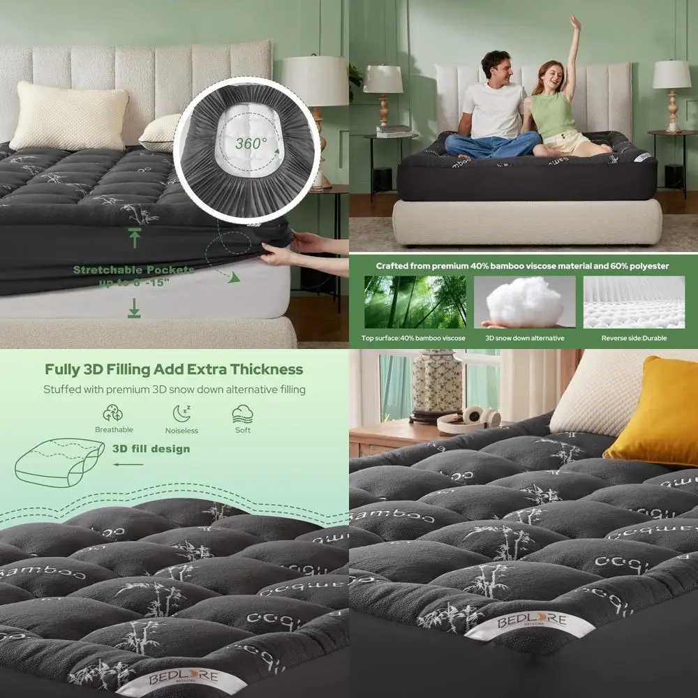 Bamboo-Derived Viscose Mattress Topper with Pillow Top, Stretchable Skirt, Fits 6-15 Mattresses, Breathable for Back Pain Relief
Bamboo-Derived Viscose Mattress Topper with Pillow Top, Stretchable Skirt, Fits 6-15 Mattresses, Breathable for Back Pain Relief