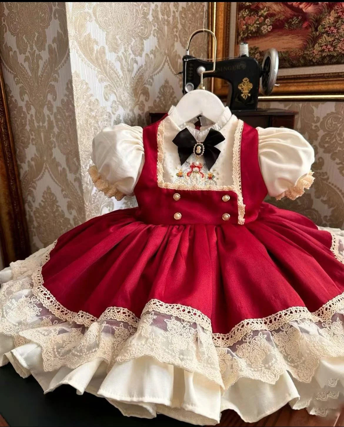 0-12Y Summer Baby Girl Burgandy Vintage Princess Dress for Birthday Holiday Photography Christmas B121
0-12Y Summer Baby Girl Burgandy Vintage Princess Dress for Birthday Holiday Photography Christmas B121