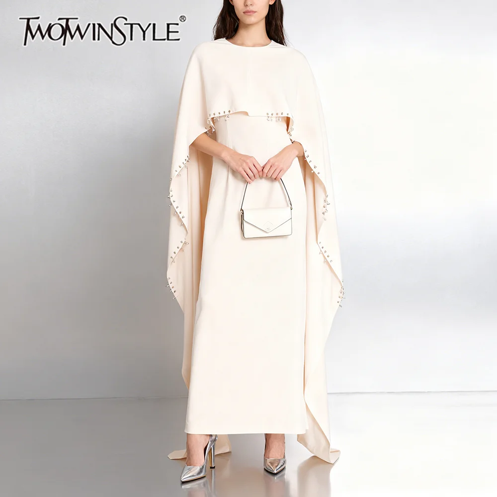 TWOTWINSTYLE Slimming Spliced Bead Temperament Long Dresses for Women Round Neck Sleeveless Patchwork Shawl Elegant Dress Female
TWOTWINSTYLE Slimming Spliced Bead Temperament Long Dresses for Women Round Neck Sleeveless Patchwork Shawl Elegant Dress Female