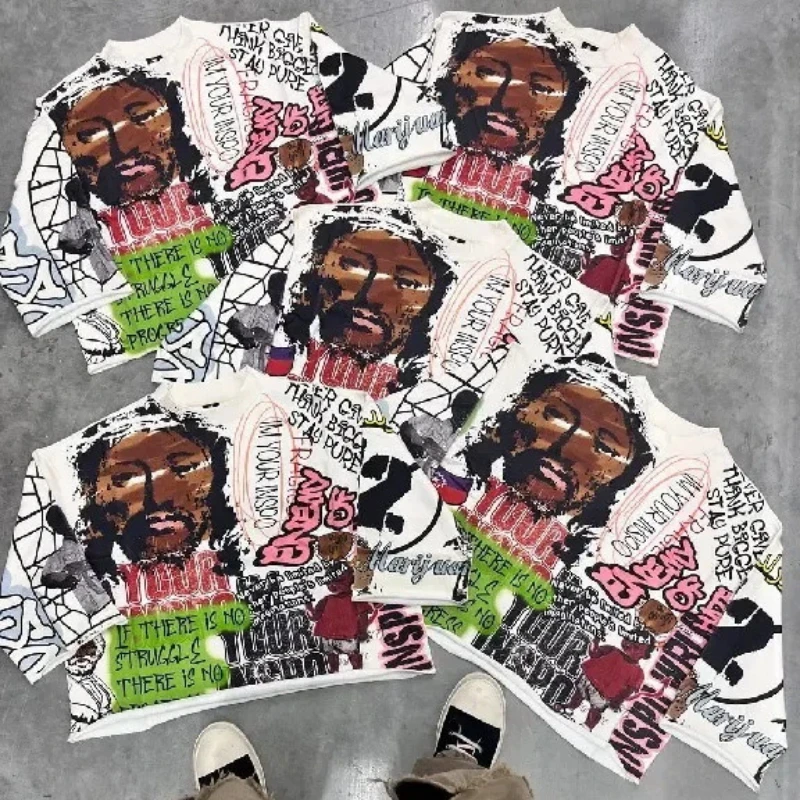 2025 summer new Y2K retro street cartoon graffiti round neck long sleeve top men and women with the same loose pullover T-shirt
2025 summer new Y2K retro street cartoon graffiti round neck long sleeve top men and women with the same loose pullover T-shirt