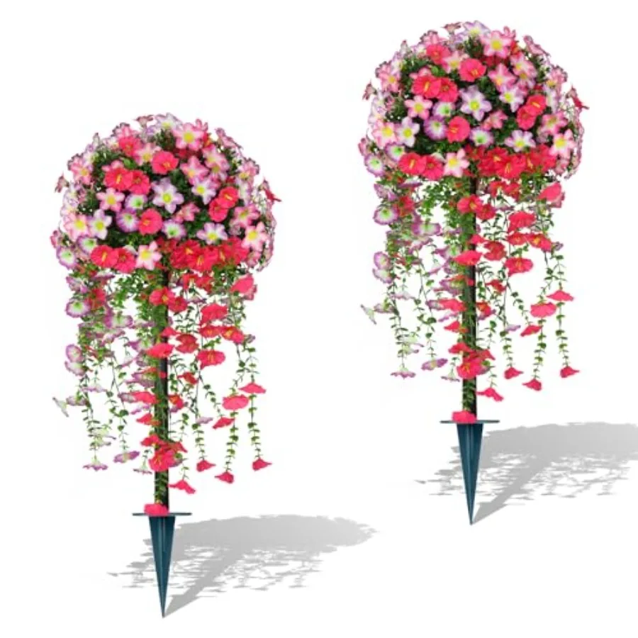 Artificial Topiary Ball Trees with Flowers, 3Feet Faux Outdoor Plants Artificial Bushes Set of 2 with Ground Spike, UV Resistan
Artificial Topiary Ball Trees with Flowers, 3Feet Faux Outdoor Plants Artificial Bushes Set of 2 with Ground Spike, UV Resistan