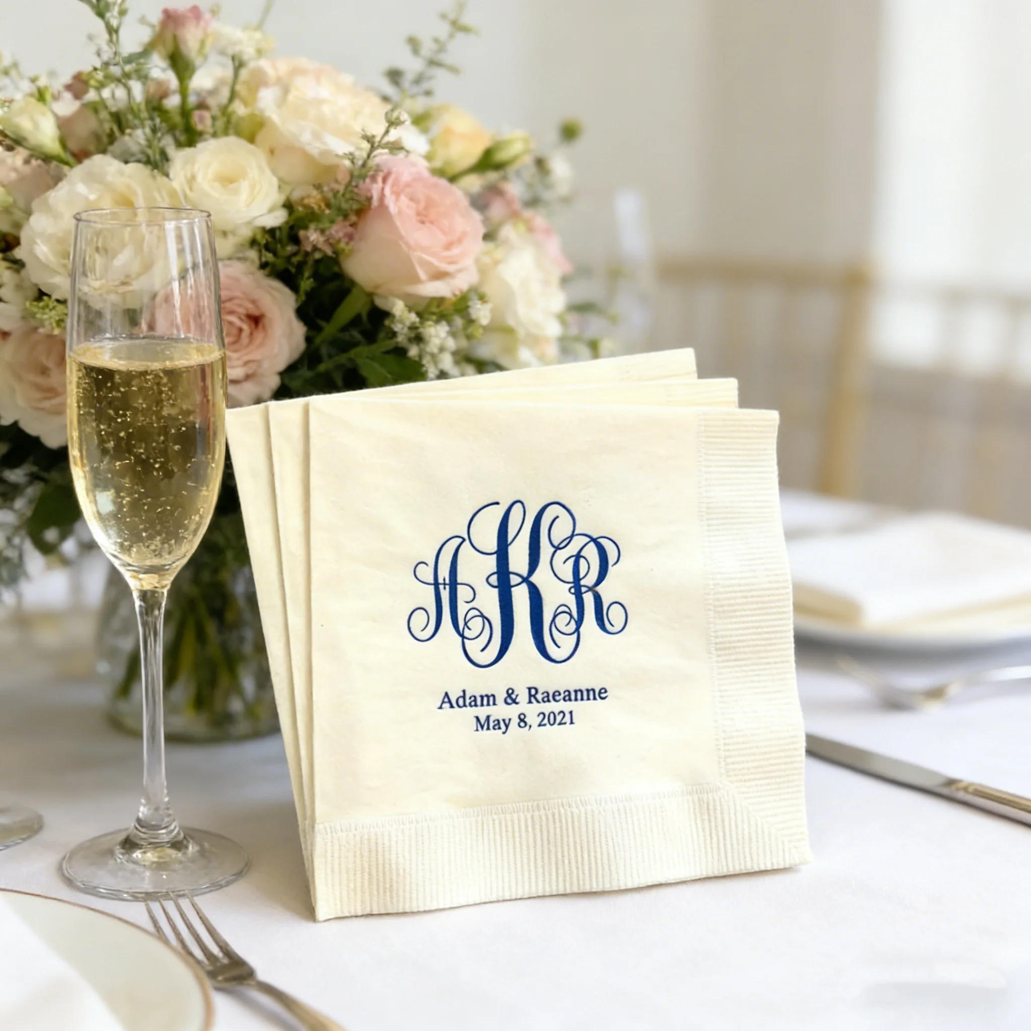 50pcs Custom Monogram Rose Gold Foil Napkins, Personalized 3 Ply Wedding Napkins in Multiple Sizes
50pcs Custom Monogram Rose Gold Foil Napkins, Personalized 3 Ply Wedding Napkins in Multiple Sizes