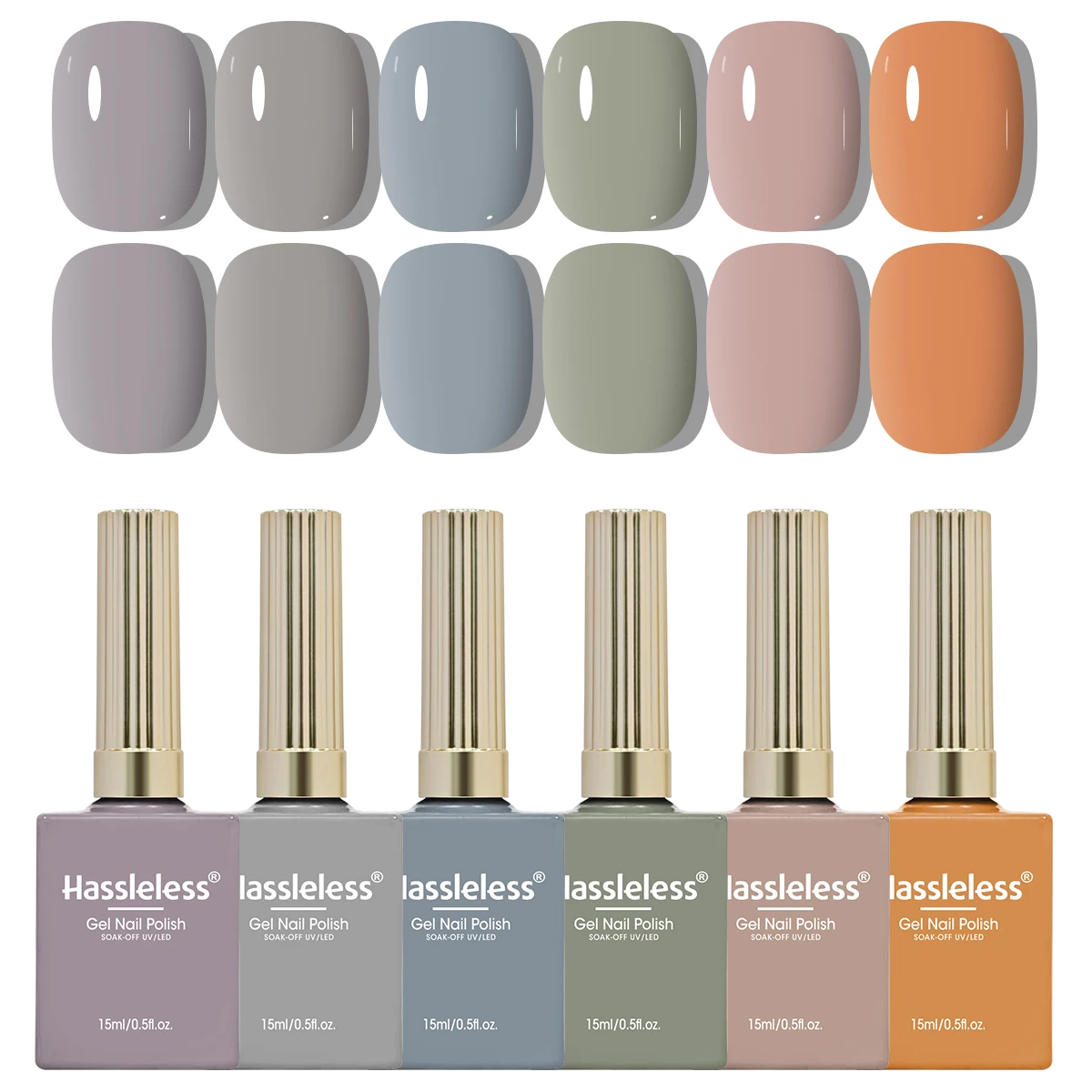 Hassleless 15ml x 6 Classic Solid Color Gel Nail Polish, removable LED gel nail polish, suitable for home and nail salon use. Pe
Hassleless 15ml x 6 Classic Solid Color Gel Nail Polish, removable LED gel nail polish, suitable for home and nail salon use. Pe