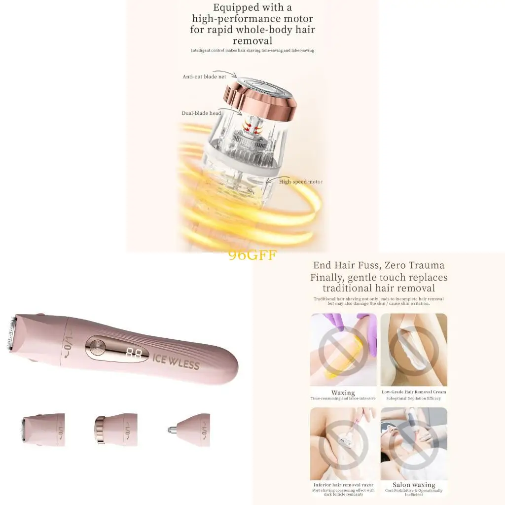 96GF Women’s Two Head Hair Groomer For Smooth Removal On Legs Underarms Area Wet Dry Use LED Display
96GF Women’s Two Head Hair Groomer For Smooth Removal On Legs Underarms Area Wet Dry Use LED Display