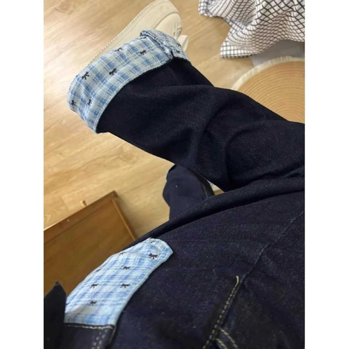 American Sle Vintage Plaid Bow Tie Wide Leg Jeans Women Design Sensation Straight Loose Floor-Length Pants
American Sle Vintage Plaid Bow Tie Wide Leg Jeans Women Design Sensation Straight Loose Floor-Length Pants