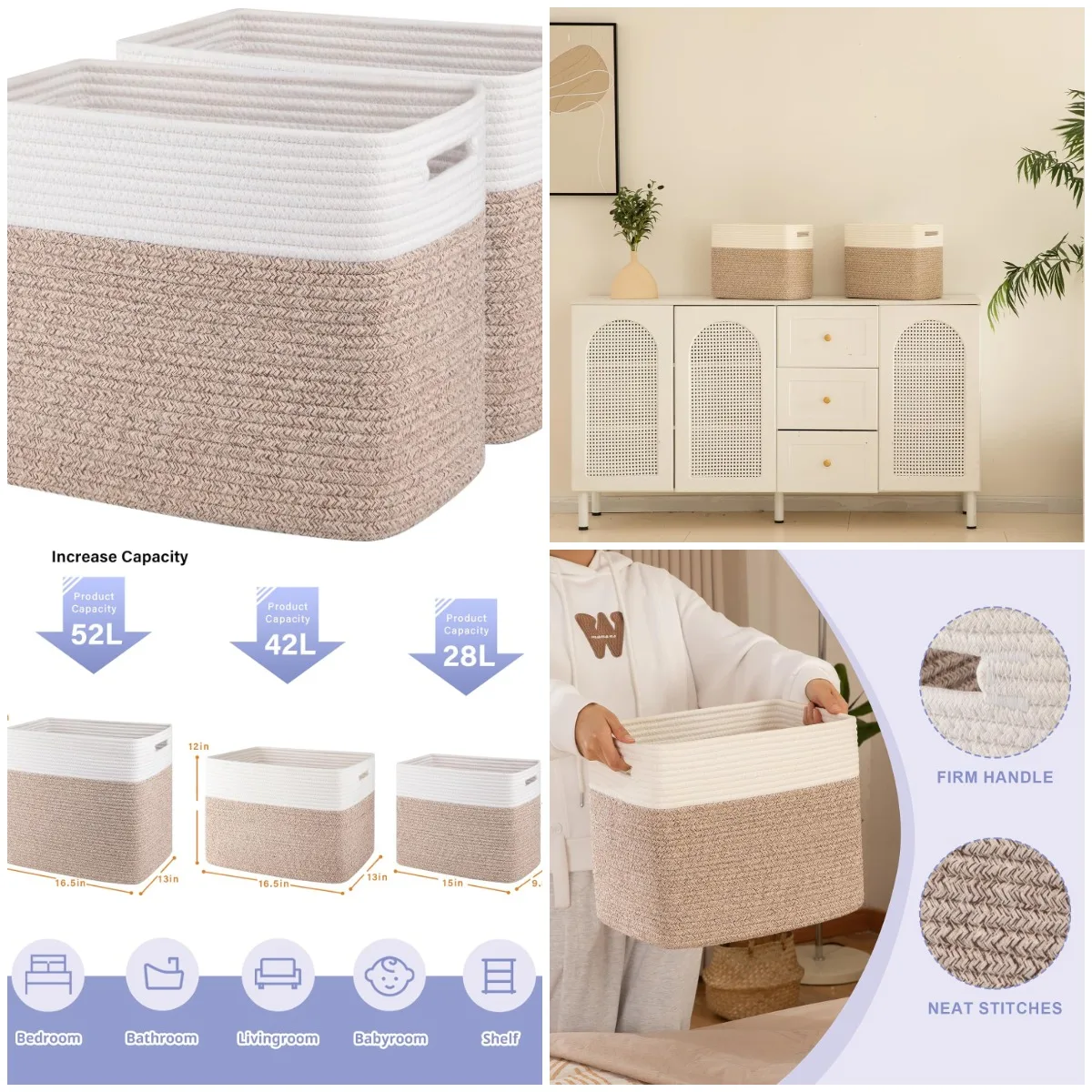 Storage Baskets for Shelf, Collapsible Toy & Blanket Storage, 15x9.8x11.8 Inch, Pack of 2, Brown
Storage Baskets for Shelf, Collapsible Toy & Blanket Storage, 15x9.8x11.8 Inch, Pack of 2, Brown