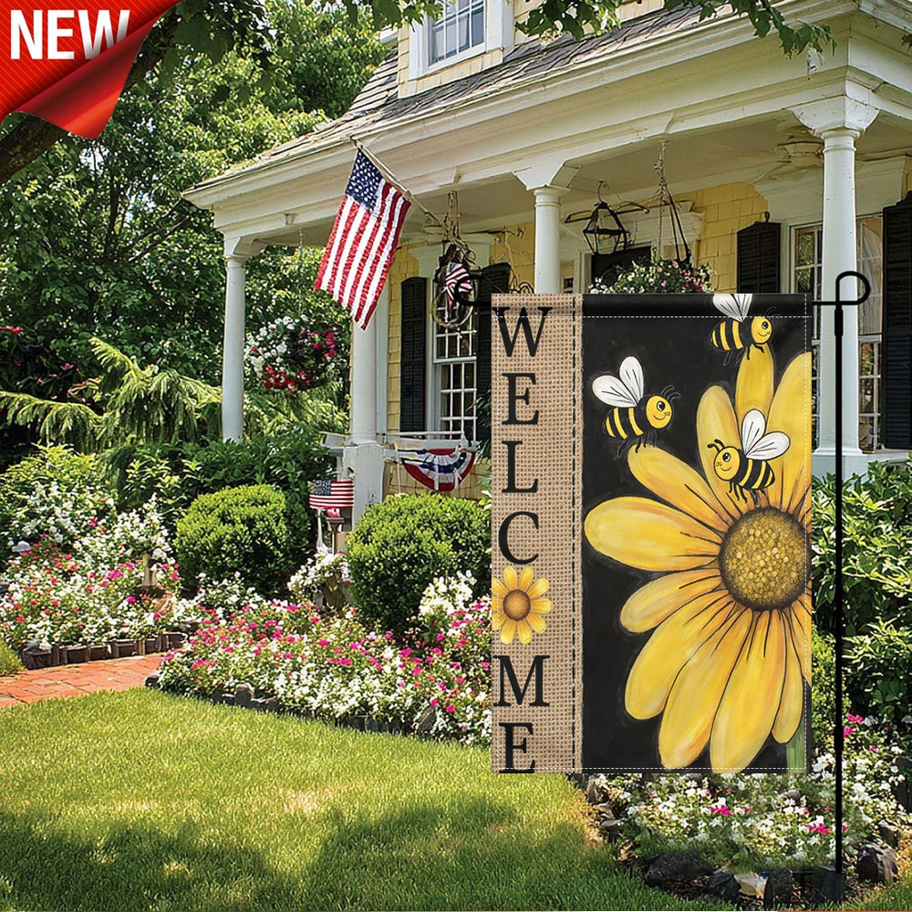 1PC, Welcome Bee & Sunflower Garden Flag Double Sided Burlap Yard Flag Spring Summer Outdoor Decorative Flag for Patio Lawn Porch Farmhouse Outside Holiday Seasonal Decorations Weather Resistant Welcome Flag for Garden Yard Outdoo
1PC, Welcome Bee & Sunflower Garden Flag Double Sided Burlap Yard Flag Spring Summer Outdoor Decorative Flag for Patio Lawn Porch Farmhouse Outside Holiday Seasonal Decorations Weather Resistant Welcome Flag for Garden Yard Outdoo