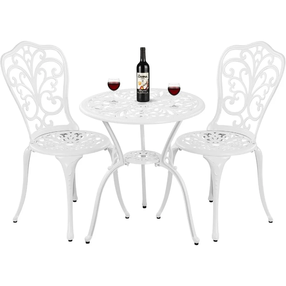 Bistro Set 3 Piece Outdoor Cast Aluminum Patio Bistro Set with Umbrella Hole, All Weather Bistro Table and Chairs Set, Small Pat
Bistro Set 3 Piece Outdoor Cast Aluminum Patio Bistro Set with Umbrella Hole, All Weather Bistro Table and Chairs Set, Small Pat