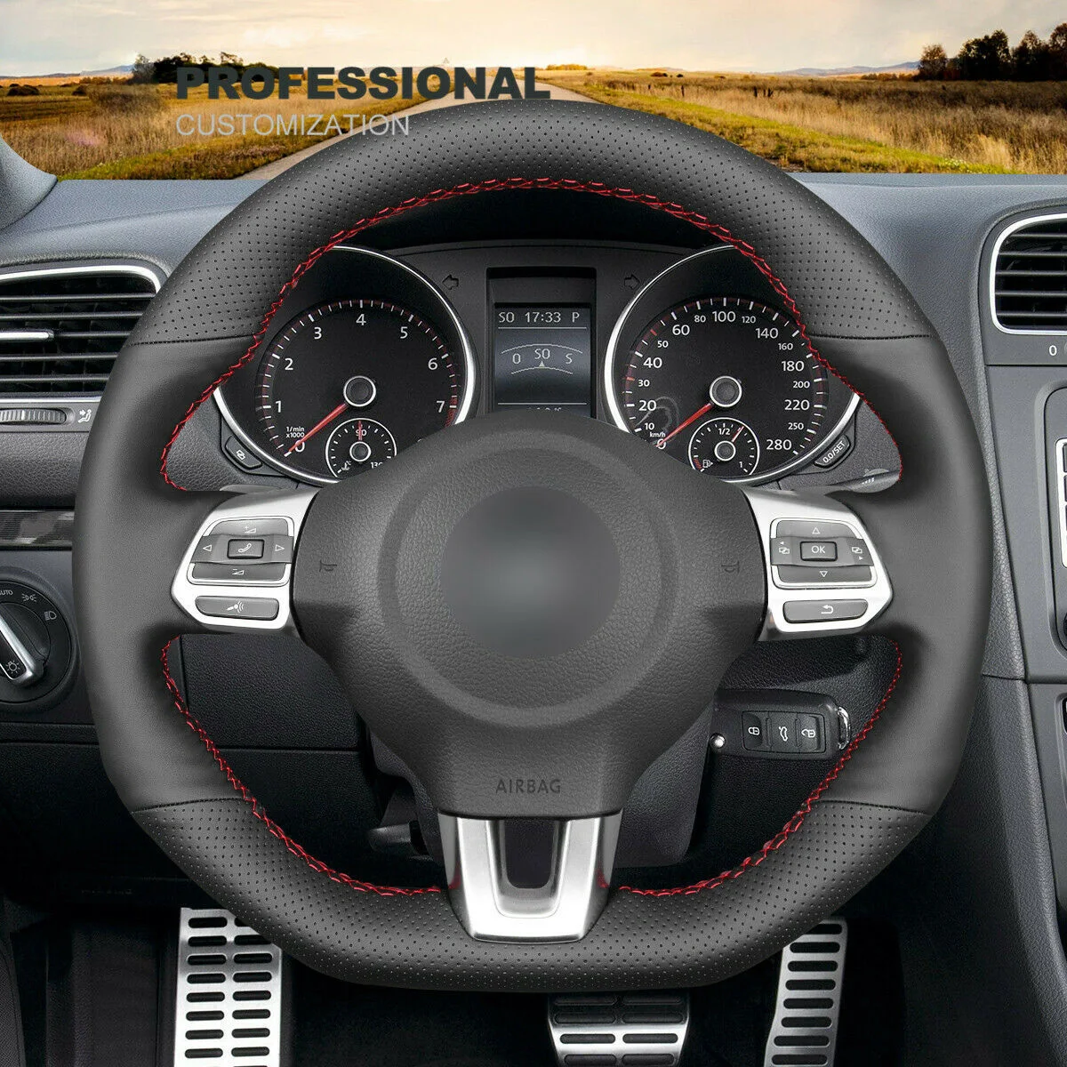 Black Leather Steering Wheel Cover For VOLKSWAGEN VW Golf 6 GTI MK6 Polo R Passat CC R-Line Car Interior Accessories
Black Leather Steering Wheel Cover For VOLKSWAGEN VW Golf 6 GTI MK6 Polo R Passat CC R-Line Car Interior Accessories
