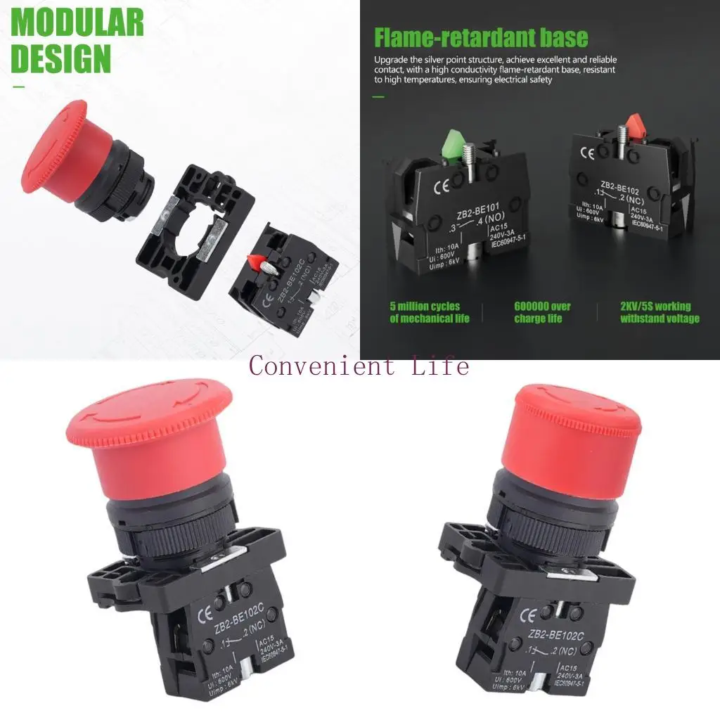L1EE Red Emergency Stop Control Switches 22Mm Panel Mount Push Button with PA66 Base and Silver Contact Design for Panel
L1EE Red Emergency Stop Control Switches 22Mm Panel Mount Push Button with PA66 Base and Silver Contact Design for Panel