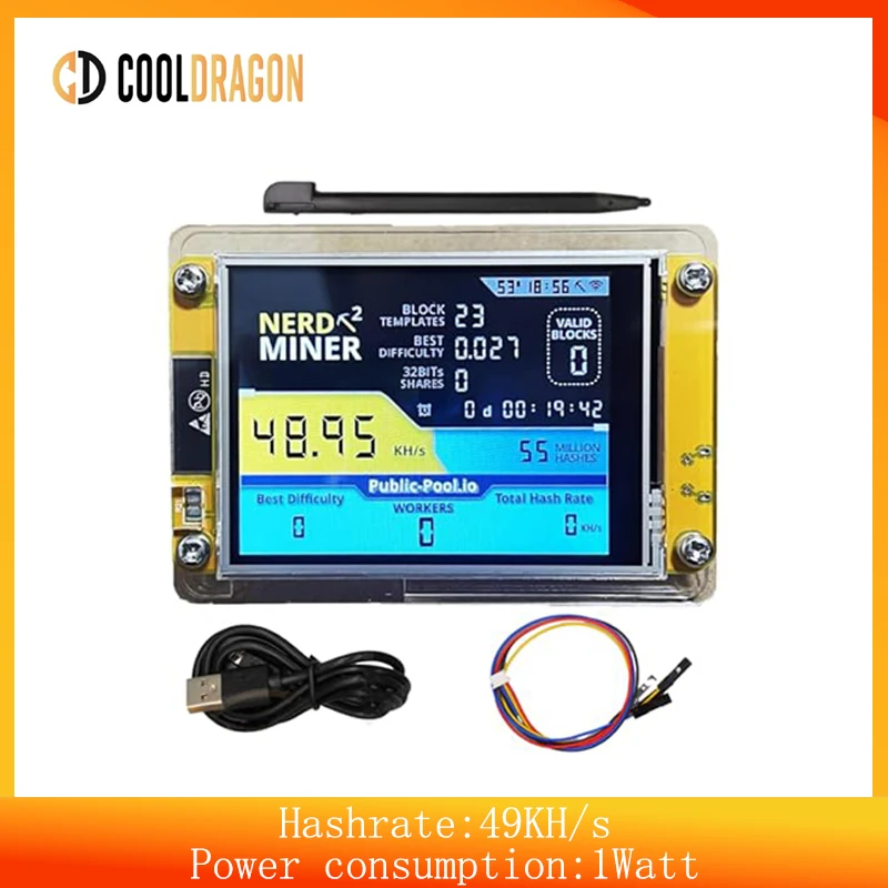 NerdMiner V3 Hashrate Smart Display Crypto Solo Lottery Nerd Miner Bitcoin Miner ESP32-2432S028R 49 k/S 2.8 inch
NerdMiner V3 Hashrate Smart Display Crypto Solo Lottery Nerd Miner Bitcoin Miner ESP32-2432S028R 49 k/S 2.8 inch