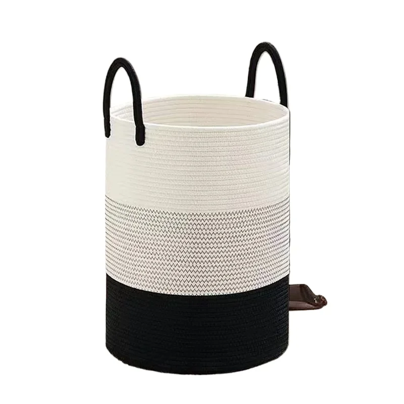 Hand folded washable cotton rope basket woven baby laundry basket toy basket with handle storage line laundry basket
Hand folded washable cotton rope basket woven baby laundry basket toy basket with handle storage line laundry basket