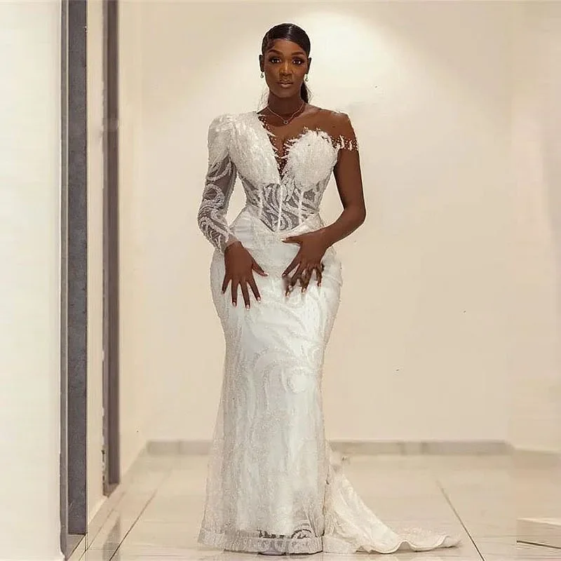 Роскошное свадебное платье русалки Aso Ebi с прозрачным вырезом и аппликацией из пайеток с одним манжетом плюс свадебное платье Robe De Mariee по индивидуальному заказу
Роскошное свадебное платье русалки Aso Ebi с прозрачным вырезом и аппликацией из пайеток с одним манжетом плюс свадебное платье Robe De Mariee по индивидуальному заказу