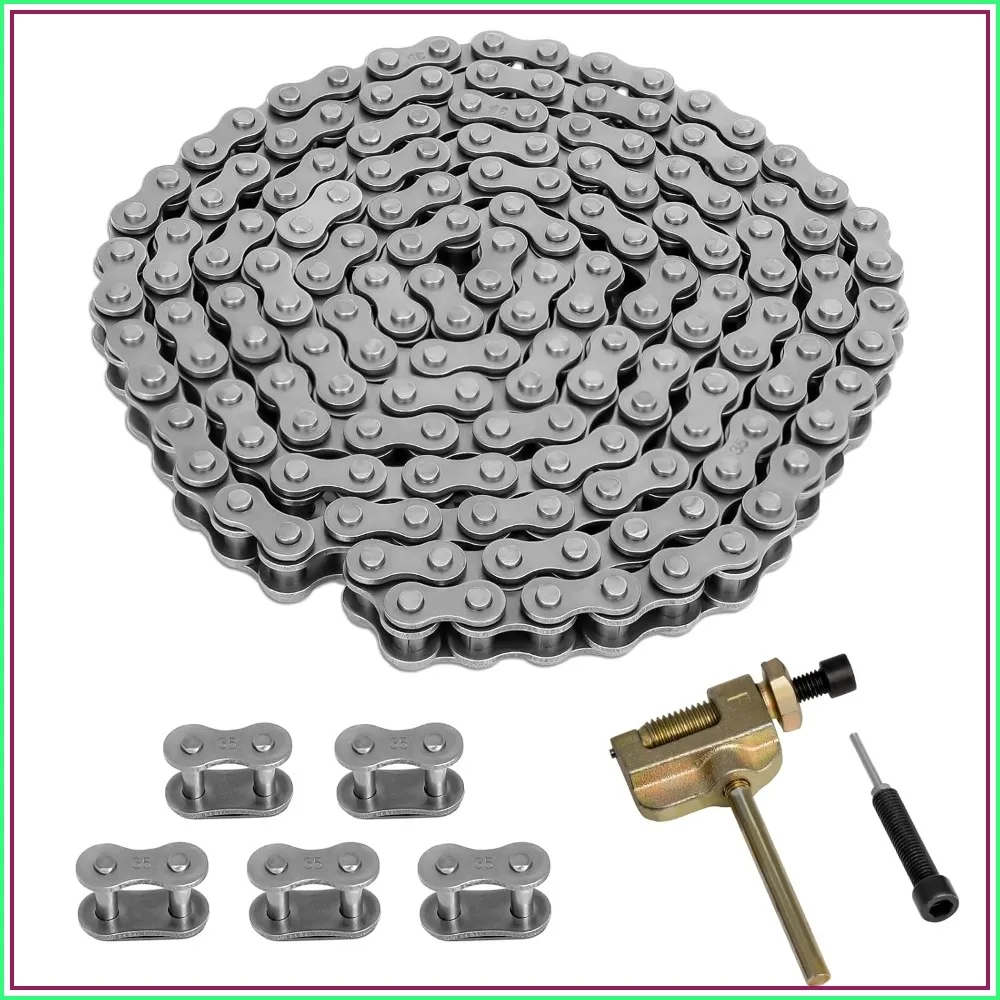 35 Roller Chain 5FT with 5 Master Links & Breaker - 160 Links for Mini Bike, Go Kart, Motorcycle, Scooter, Industrial Use
35 Roller Chain 5FT with 5 Master Links & Breaker - 160 Links for Mini Bike, Go Kart, Motorcycle, Scooter, Industrial Use