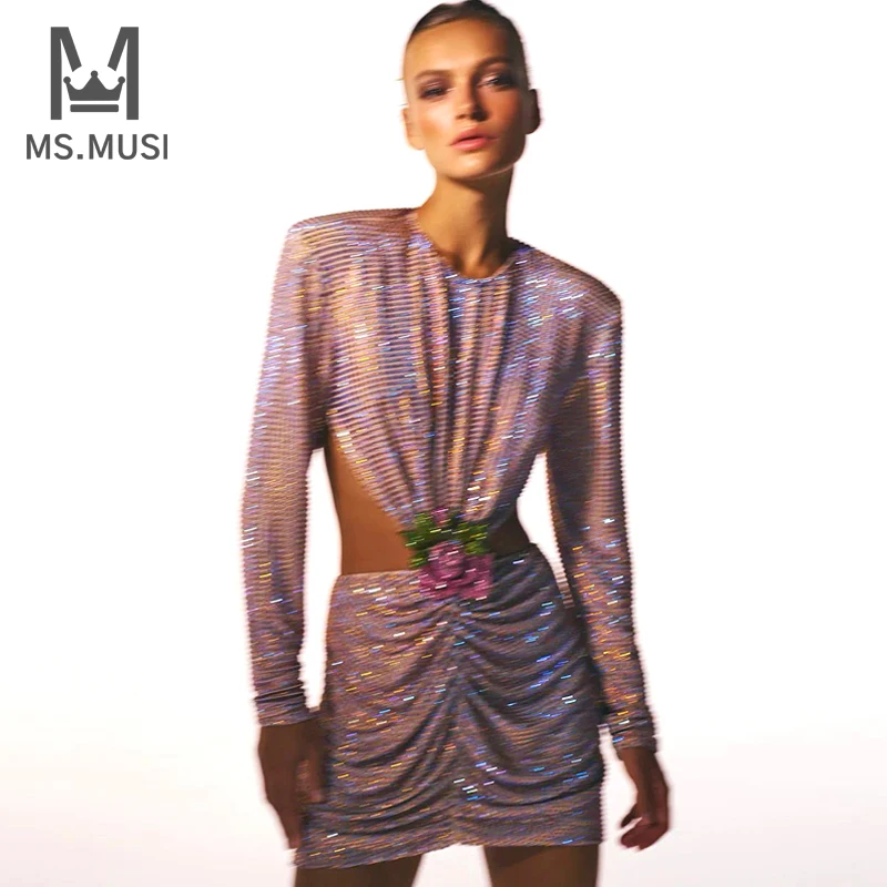 MSMUSI 2024 New Fashion Women Sexy O Neck Floral Crystal Sequins Fold Hollow Out Long Sleeve Bodycon Party Club Event Mini Dress
MSMUSI 2024 New Fashion Women Sexy O Neck Floral Crystal Sequins Fold Hollow Out Long Sleeve Bodycon Party Club Event Mini Dress