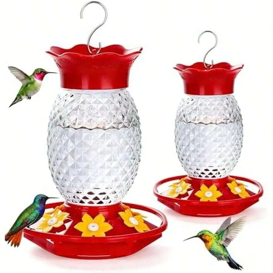 Glass Hummingbird Feeders For Outdoors Hanging Ant And Bee Proof 16OZ 2 Pack Red Pineapple Humming Bird Feeder With 6 Feeding P
Glass Hummingbird Feeders For Outdoors Hanging Ant And Bee Proof 16OZ 2 Pack Red Pineapple Humming Bird Feeder With 6 Feeding P