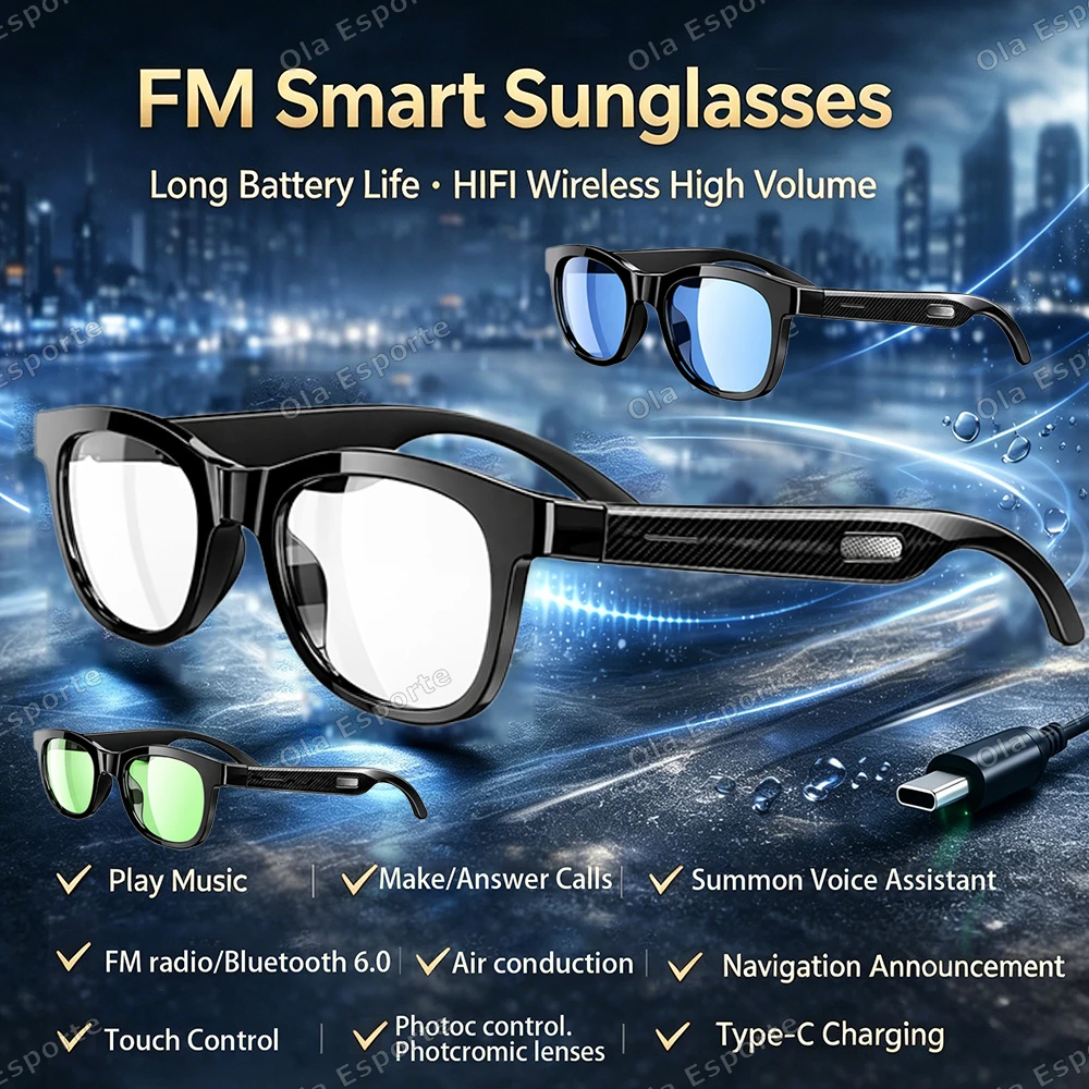 2026 Smart AI Bluetooth Sunglasses Glasses Call Outdoor Sports Headphones HIFI Black Technology Anti-touch UV For Men Women New
2026 Smart AI Bluetooth Sunglasses Glasses Call Outdoor Sports Headphones HIFI Black Technology Anti-touch UV For Men Women New