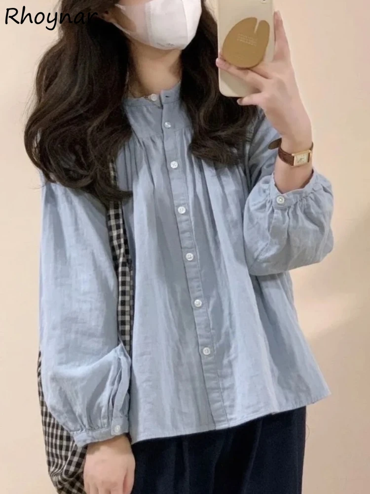 Blue Shirts Women O-neck Baggy Spring Korean Style Simple All-match Design Lovely Students Aesthetic Causal Girls Daily Chic
Blue Shirts Women O-neck Baggy Spring Korean Style Simple All-match Design Lovely Students Aesthetic Causal Girls Daily Chic