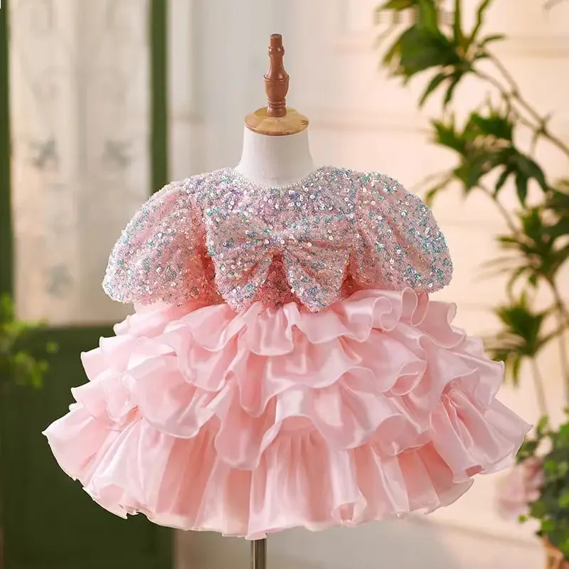 Jill Wish Shiny Pink Flower Girl Dress Bow Lace Puffy Sleeve Princess Toddler Kids Wedding 1st Birthday Pageant Party Gown J453
Jill Wish Shiny Pink Flower Girl Dress Bow Lace Puffy Sleeve Princess Toddler Kids Wedding 1st Birthday Pageant Party Gown J453